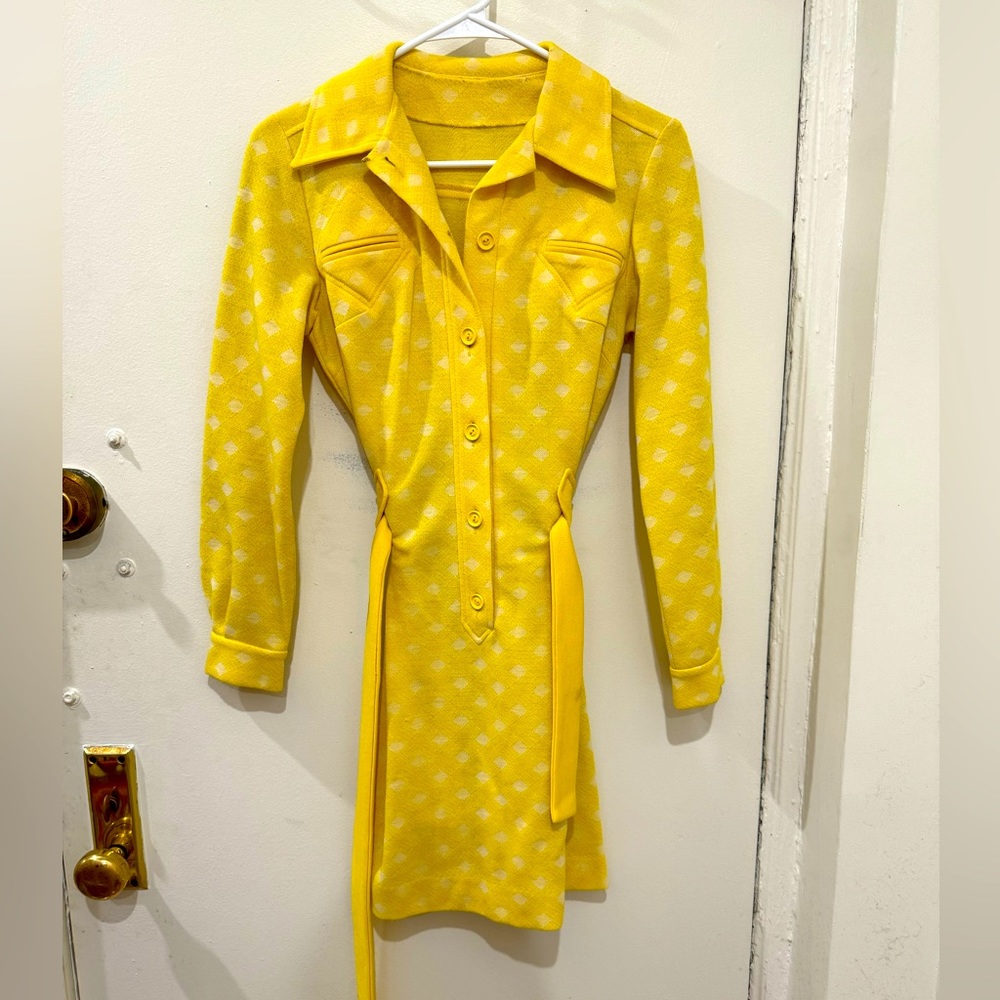 Vintage Bright Yellow 60s Dress